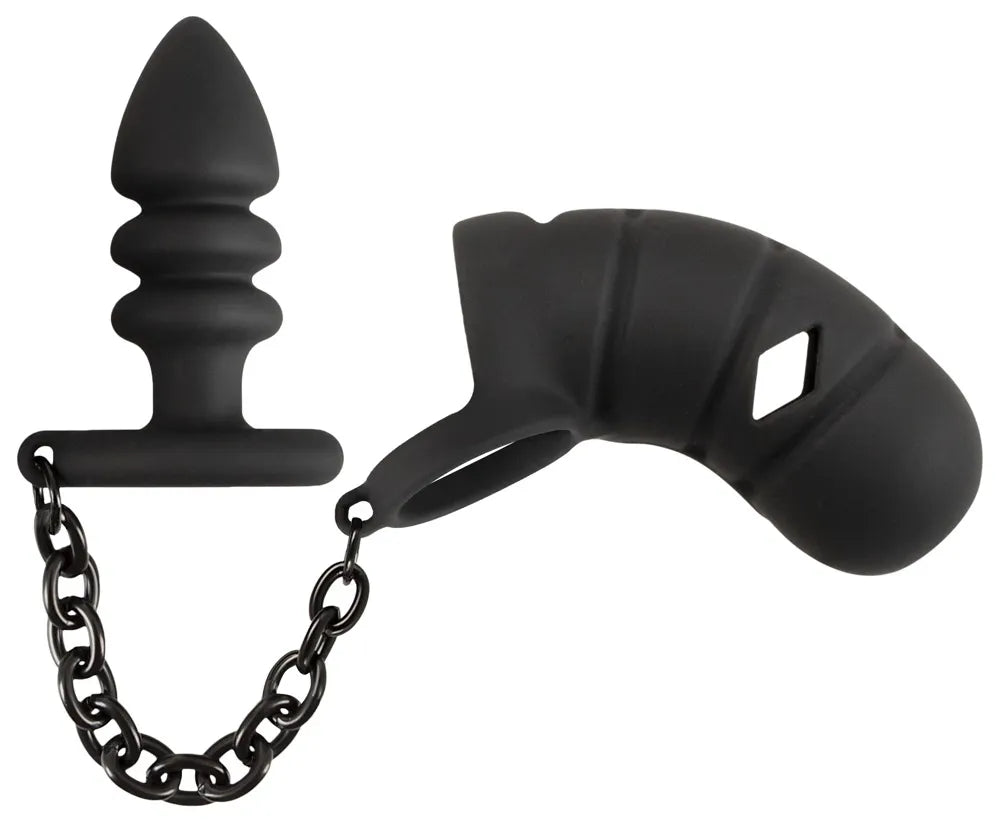 BLACK VELVETS: COCK CAGE WITH BUTT PLUG The Sissy Market BLACK VELVETS: COCK CAGE WITH BUTT PLUG The Sissy Market