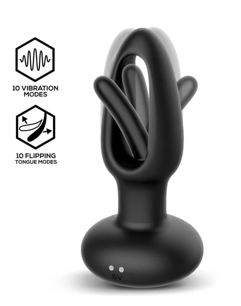 Sasha - Vibrating Plug with Flipping Tongue and Remote - Black The Sissy Market Sasha - Vibrating Plug with Flipping Tongue and Remote - Black The Sissy Market
