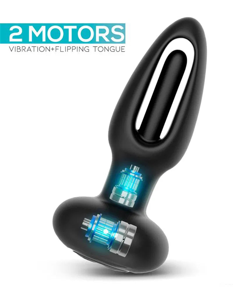 Sasha - Vibrating Plug with Flipping Tongue and Remote - Black The Sissy Market Sasha - Vibrating Plug with Flipping Tongue and Remote - Black The Sissy Market